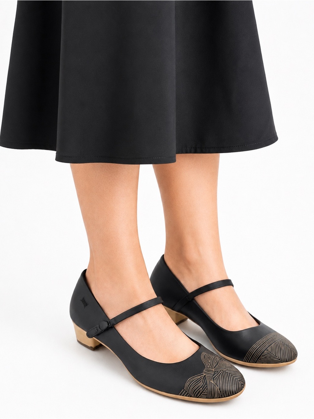 Size 6 (EU 36) Camper Twins Women’s Mary Jane Flats Black Asymmetrical Comfort